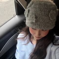 韩版秋冬立体花朵手工镂空包头保暖毛线帽针织帽冷帽甜美保暖女