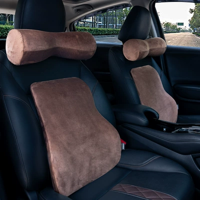 Neck Pillow Car Lumbar | Headrest - mocha-brown-headrest