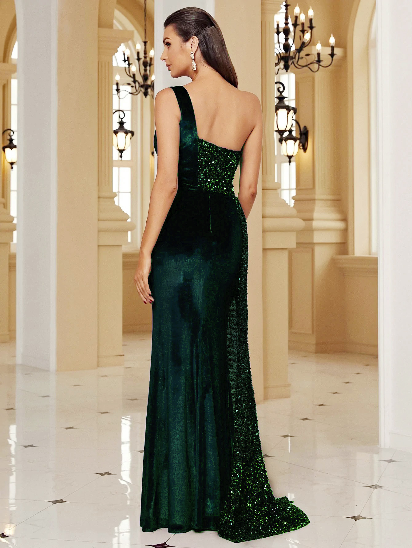 Elegant, Sexy Style Wholesale Women's Elegant Sexy Sequins Solid Color Sparkly Banquet Evening Party Strapless Sleeveless Party Dress