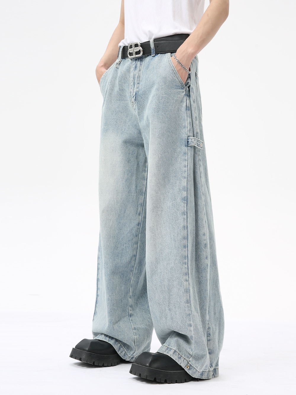 MTLCLOTHES Hombres| 2024 otoño nuevos productos vintage americano chaqueta encapuchada lavado con vaqueros sueltos