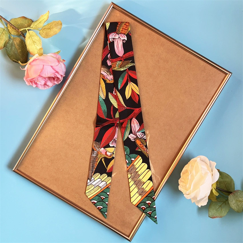 Шелковый универсальный шарф-шейный платок, повязка на голову, упаковка, длинные украшения, Франция