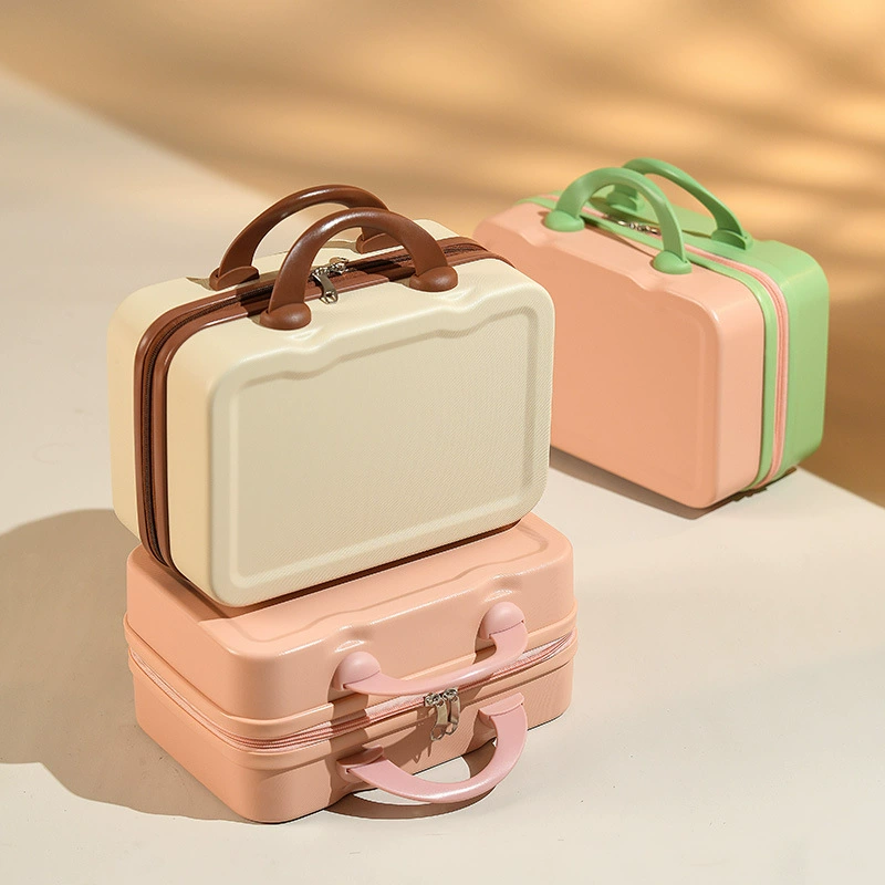 Чемодан 14inch Чемодан Косметичка В сопровождающей подарочной коробке Портативный дорожный футляр контрастного цвета Macaron Коробка для хранения
