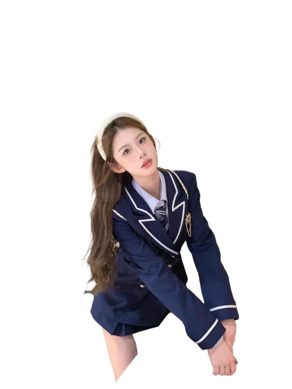 【清潭国高】学院修身显瘦西装外套秋季百搭半裙套装|undefined