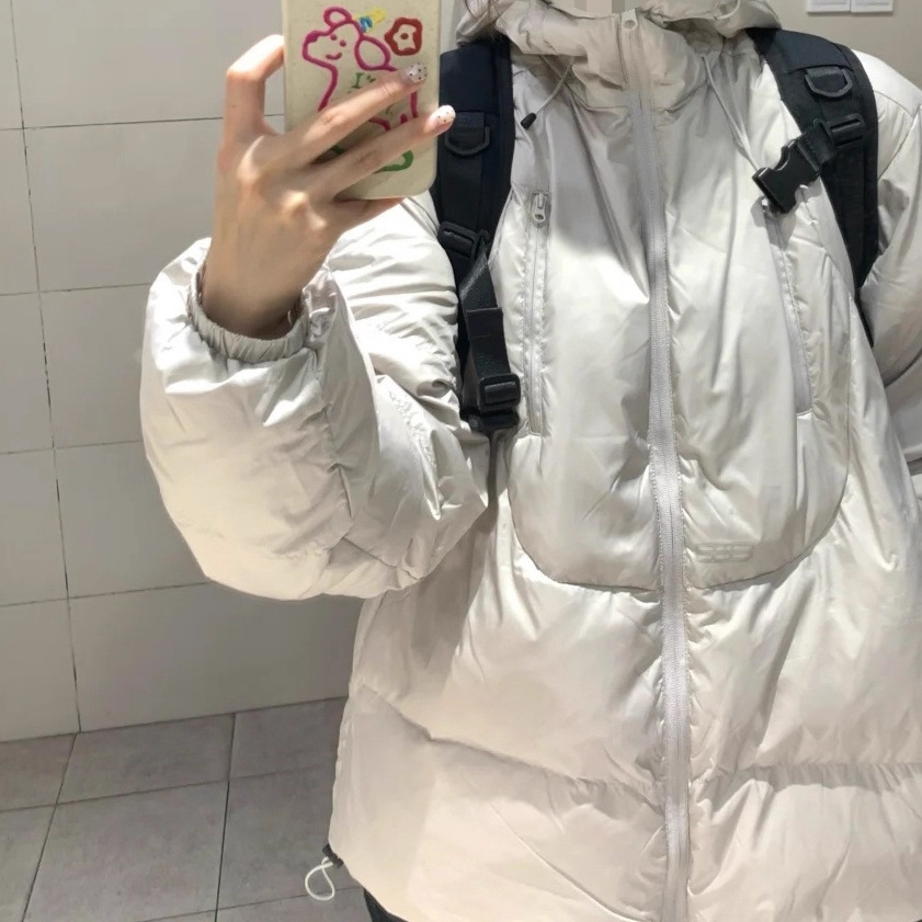 冬季2025新款短款加厚保暖棉衣外套设计感双拉连帽立体羽绒棉服女