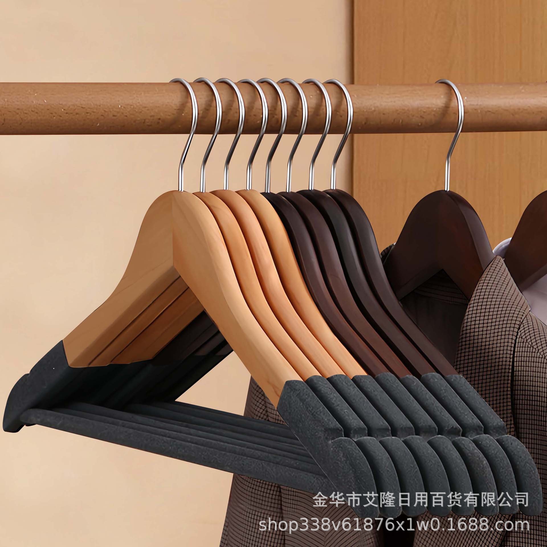 Percha de ropa de madera maciza antideslizante sin marcas para colgar ropa doméstica estante de ropa de madera armario tienda de ropa