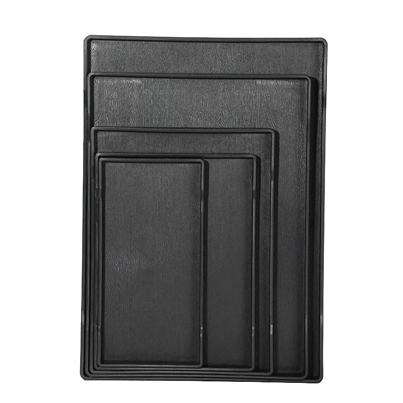 Пластиковый лоток из ПП черного цвета с imitation wood grain, прямоугольный, для комнаты, ресторан, чайная чашка, гостиничный набор