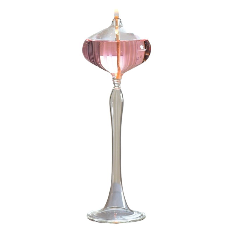 Lámpara de aceite de vidrio creativa de estilo europeo decoración candelabro nórdico romántico simple moderno hogar escritorio lámpara de mantequilla libre de humo
