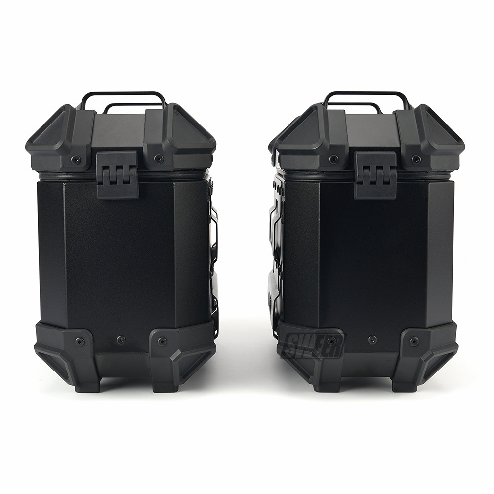 18L Black Samurai Motorcycle Aluminum Alloy Side Box Motorcycle Waterproof Anti-collision Three Boxes Universal Side Box 35L Side Box