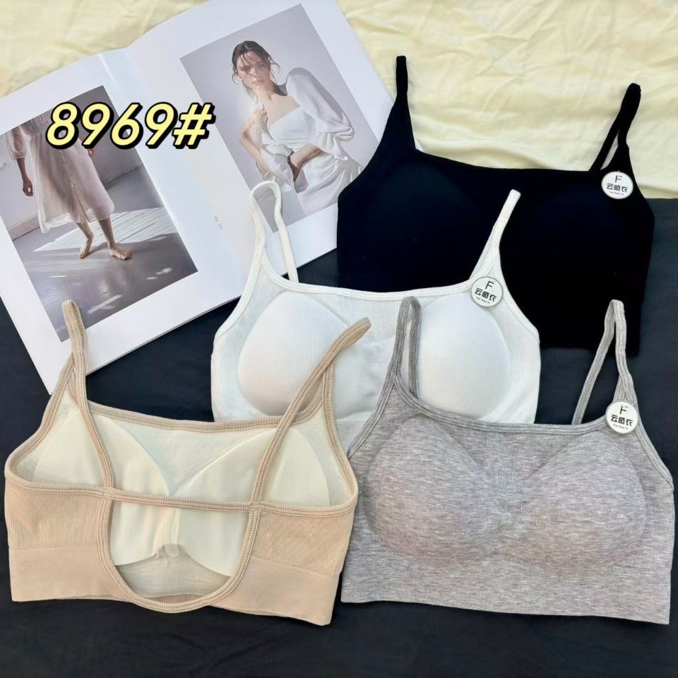 Spring and summer new ice silk beautiful back fixed cup integrated cup suspender strapless ice silk scarf wrap chest suspender beautiful back bra