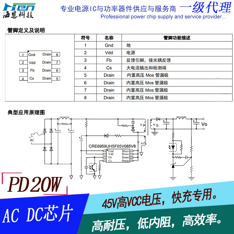 20WPDоƬ CRE6959VHG type-c PDicоƬ pdصԴic