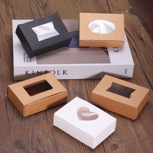Spot Wholesale Street Stall Handmade Soap Packaging Box Jewelry Tea Soap Air Cushion Packaging Kraft Paper Window Box