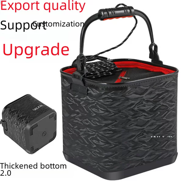 EVA bucket fishing bucket with rope fish bucket with net folding bucket 3D pattern fish bucket fishing gear supplies