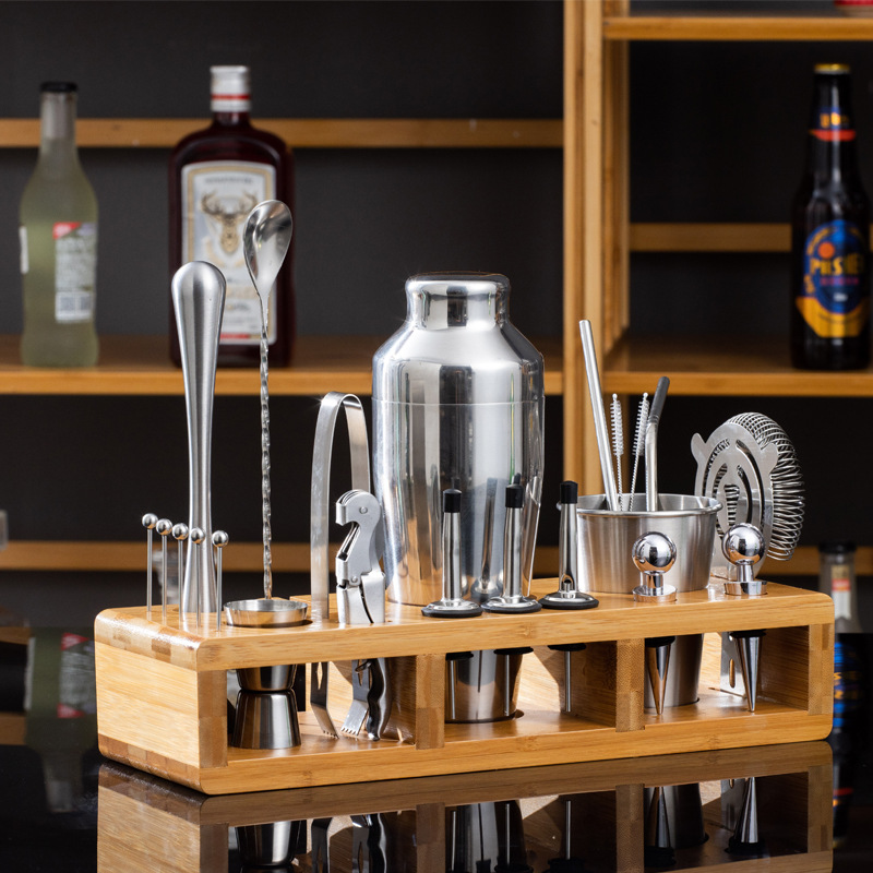 FUENTE Traje de cóctel de acero inoxidable de fábrica coctelera de cóctel autodidacta Shaker Herramienta de mezcla de cócteles