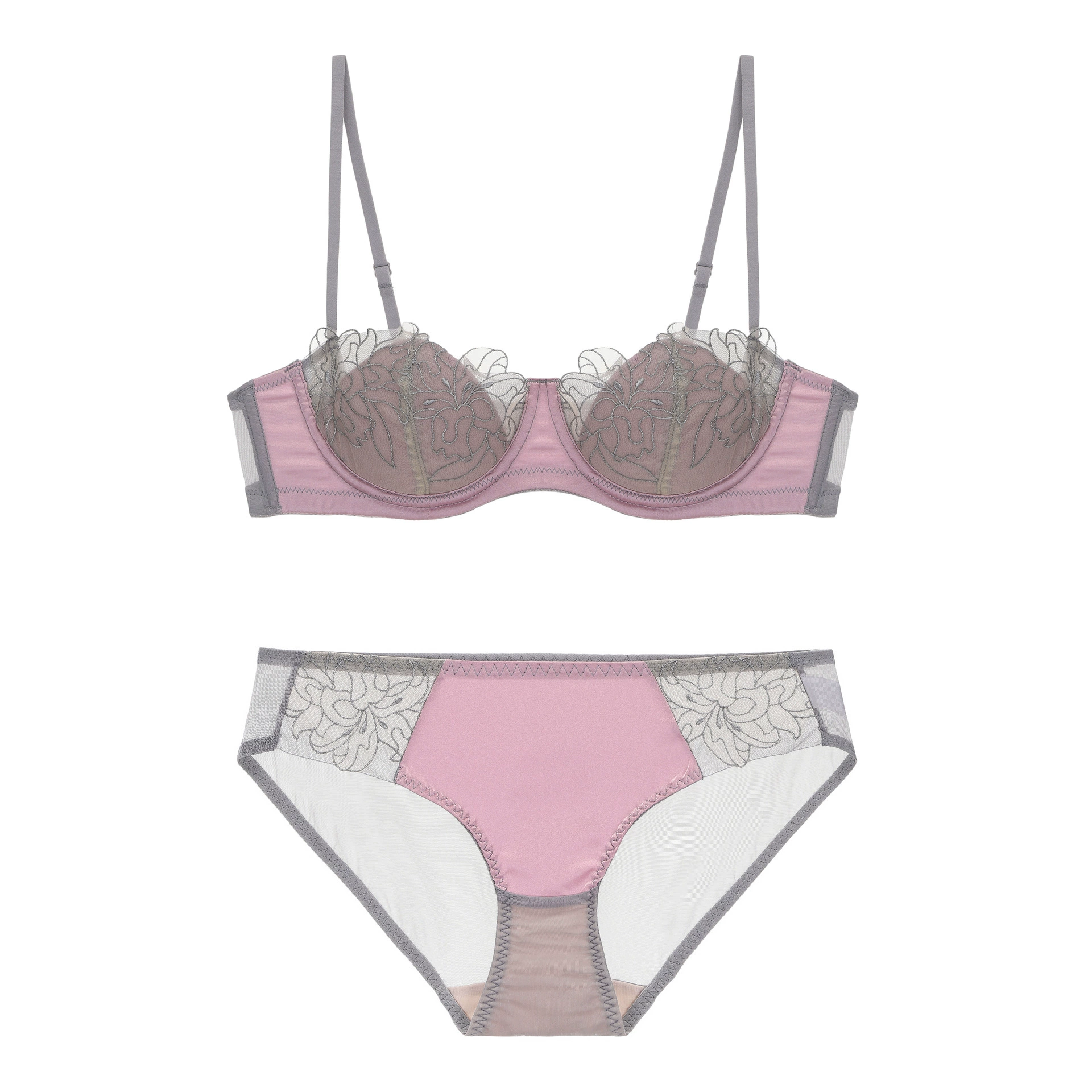 Бюстгальтер Lace Breathable Ultra-Thin Bra Set, бюстгальтер французского стиля push-up сPush-up, с кружевом