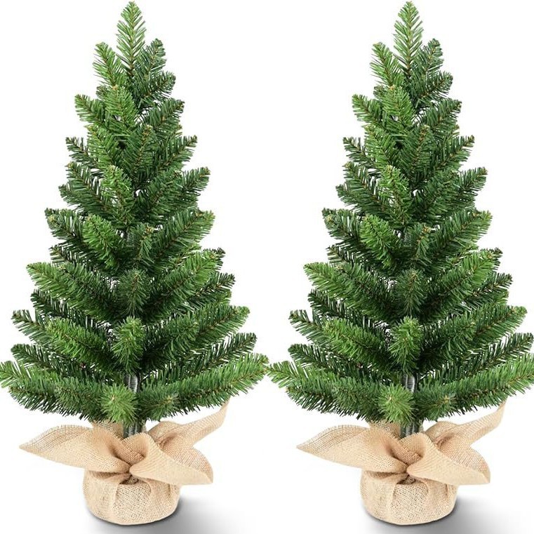 Amazon 60cm mini decoración de árbol de Navidad escena navideña PVC lino mesa decoración de árbol de Navidad