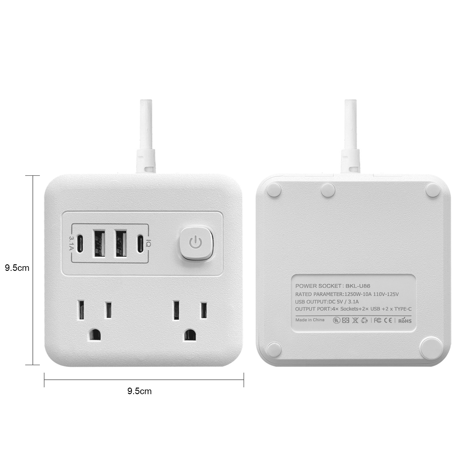 新款美式专用孔亚马逊跨境专供插座多插位2C2U充电PC阻燃外壳