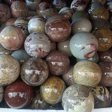 天然奇石蛋黄石摆件国画石原石打磨水晶球 家居办公摆件装饰