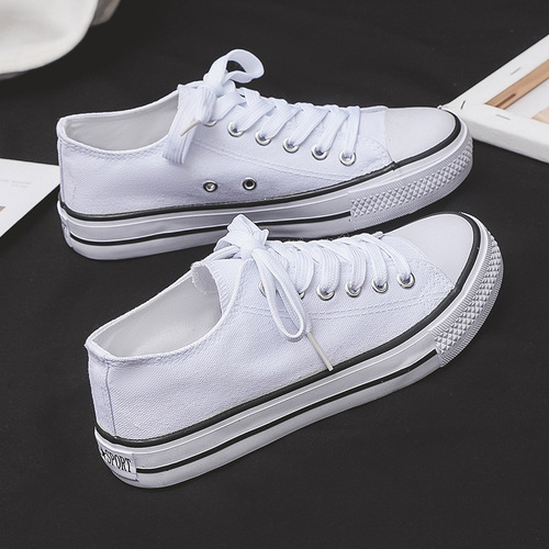 Douchuan spring new canvas shoes for women, trendy simple low-top casual cloth shoes, breathable student sneakers, men's wholesale