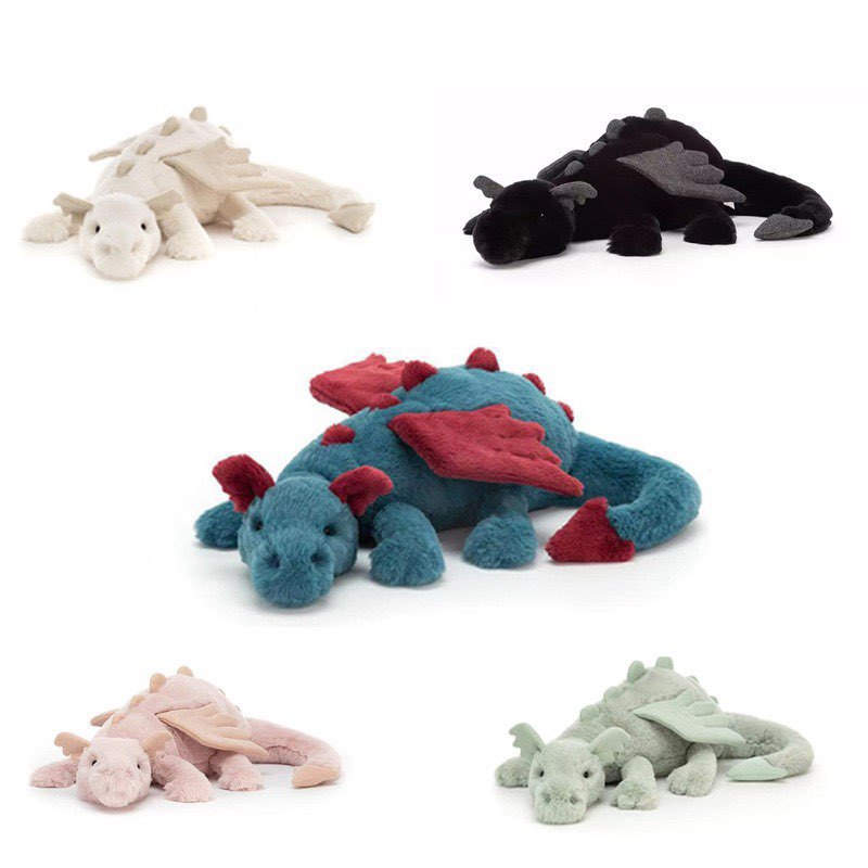 Sky Dragon Plush Toy Rainbow Lying Snow Dragon Doll Pillow Stuffed Animal For Kids Fun Gift Unisex Manual Control_voghion.com