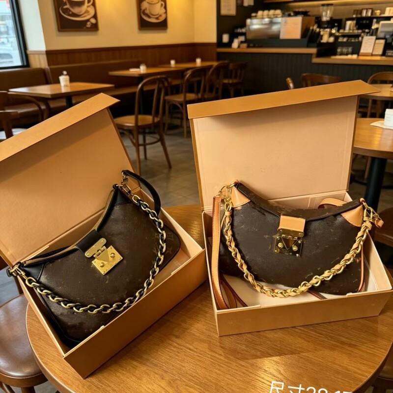 TWINNY Half-Moon Underarm Bag for Women, Genuine Leather Chain Lock Single Shoulder Crossbody Bag, Women's Summer Bag TWINNY Half-Moon Underarm Bag for Women, Genuine Leather Chain Lock Single Shoulder Crossbody Bag, Women's Summer Bag