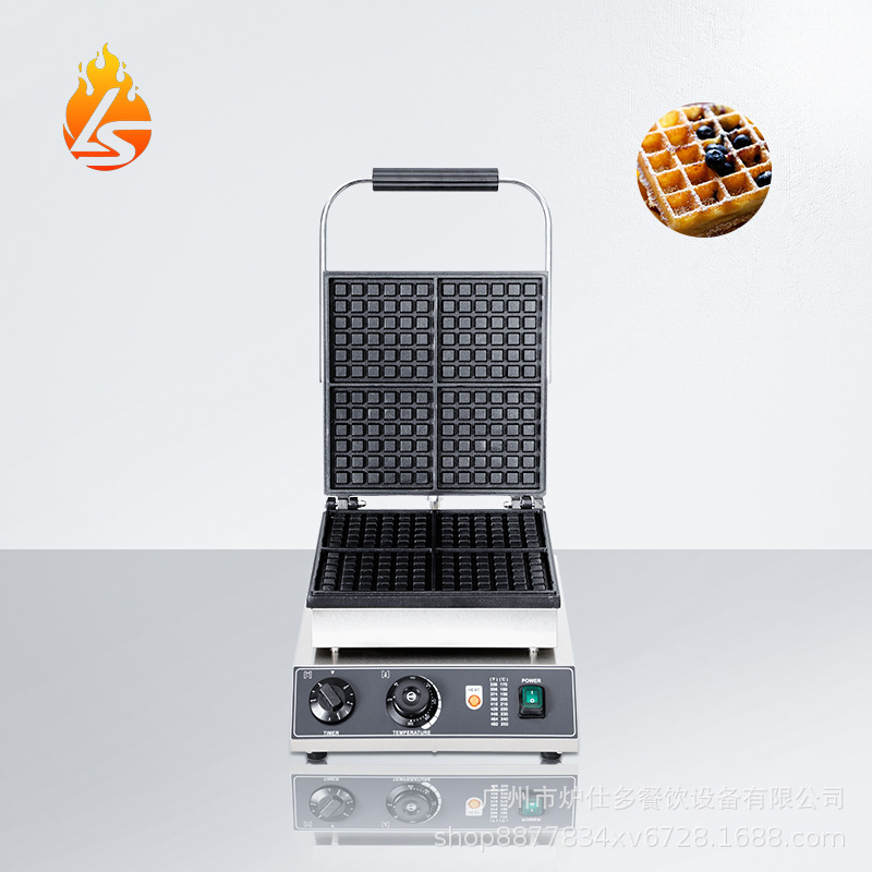 单头四片华夫炉比利时松饼机可丽饼商用电热6*6小格子7*7华夫饼机