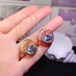 925 silver sky blue topaz pendant hot fashion niche main stone size 7*9