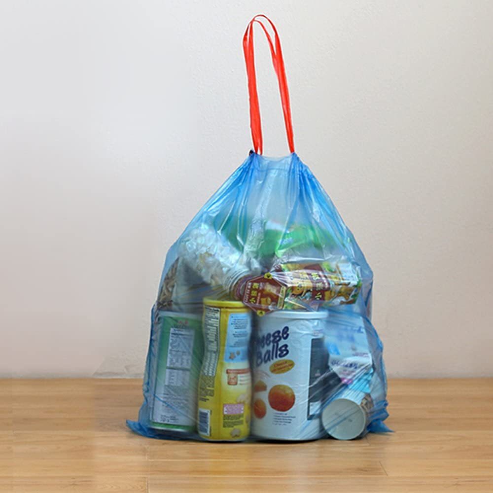 抽绳蓝色款自动收口垃圾袋彩色束口家用塑料垃圾袋手提垃圾袋