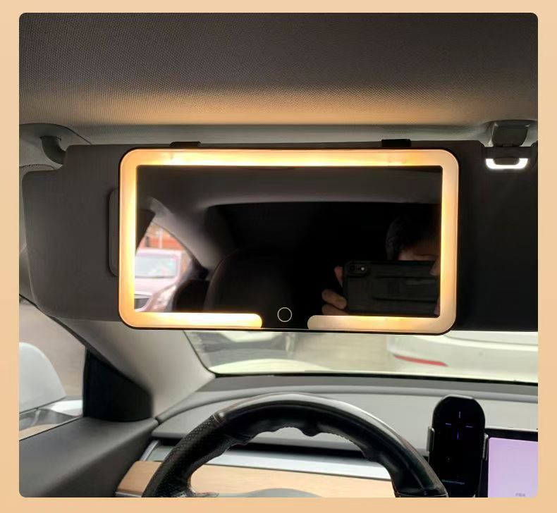 Car Smart Cosmetic Mirror Adjustable Brightness HD Mirror LED Portable Beauty Mirror Assistant Driving Sun Visor Mirror