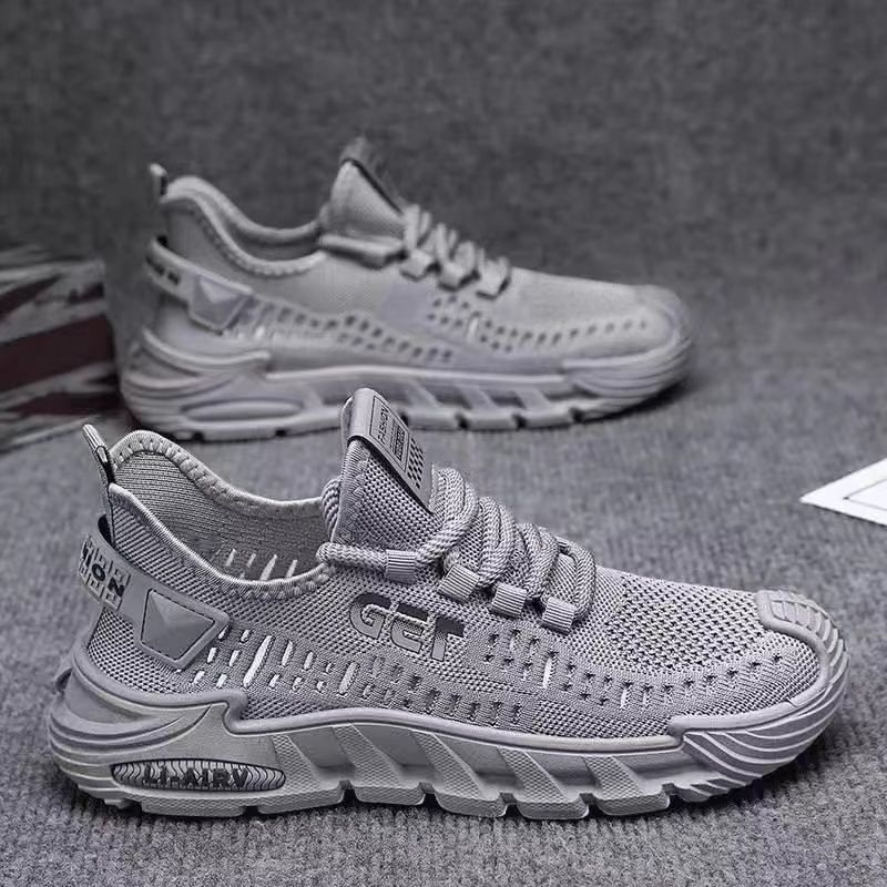 Cross-Border Summer New Style Mesh Breathable Men's Casual Shoes Trendy Versatile Hollow Slip-On Shoes Solid Color Slip-On Shoes