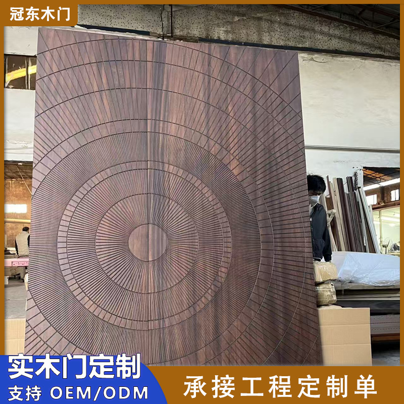 New Model Solid Wood Villa Door for Rural Self-Built Homes, Wood Grain Double-Opening Solid Wood Entrance Door, Anti-Theft Door