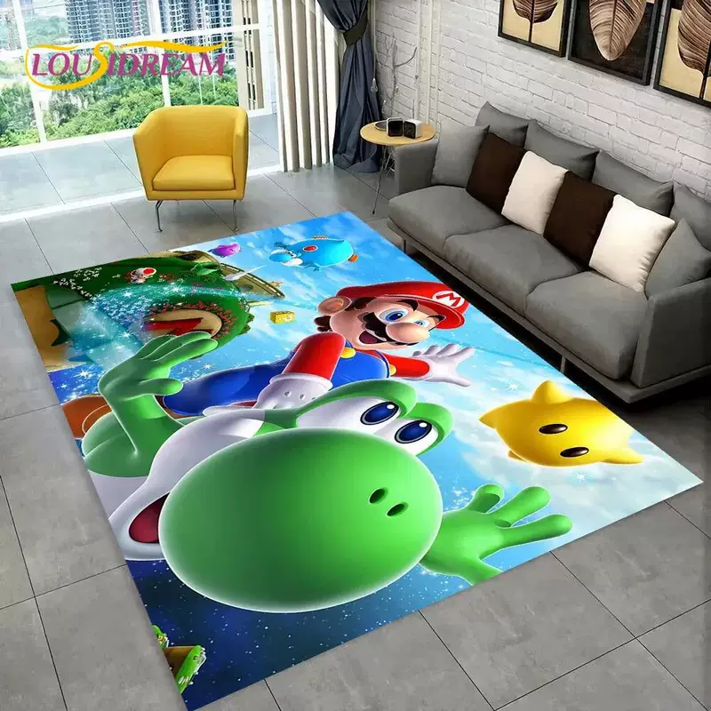 3D мультяшный коврик Mario-Bros для игровой зоны, ковер для гостиной