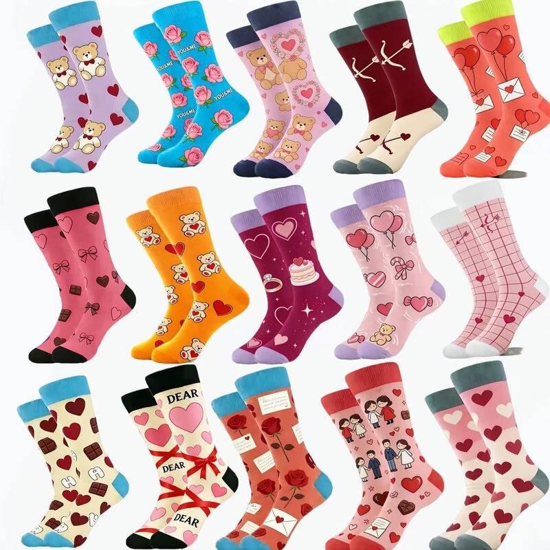Amazon's New Valentine's Day Trendy Socks, European and American Style Socks, Export Trendy Socks in the Name of Love, Dopamine Mid-Calf Cotton Socks Amazon's New Valentine's Day Trendy Socks, European and American Style Socks, Export Trendy Socks in the Name of Love, Dopamine Mid-Calf Cotton Socks