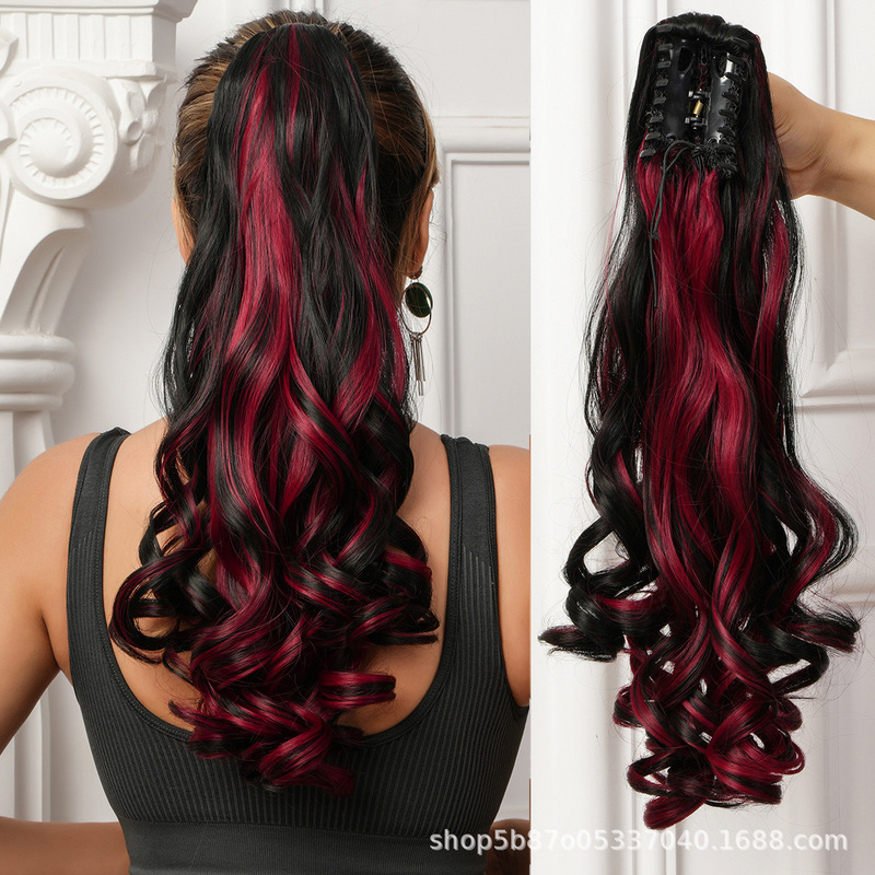 ponytail wig female long hair net red grab clip fake ponytail natural long curly hair high ponytail manufacturers wholesale in stock ponytail wig female long hair net red grab clip fake ponytail natural long curly hair high ponytail manufacturers wholesale in stock