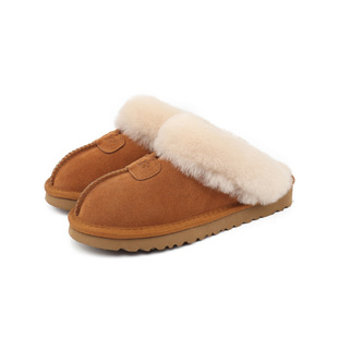 Cowhide Snow Boots 5125 Baotou Drag Winter Cold-Proof Flats Warm Men's and Women's Half-Drag Genuine Cowhide Large Size Winter Boots