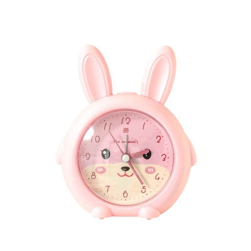 Fábrica directa conejo niño dibujos animados despertador color caramelo silencioso con luz despertador para estudiantes WenChuang reloj despertador especial