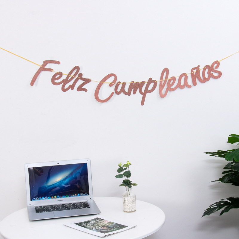 Glitter letras cumpleaños bandera decoración fiesta suministros colgando bandera estilo occidental con Font banner Fondo pared