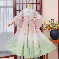 2025 Платье Hanfu для девочек на середину осени Детское летнее платье принцессы в древнем стиле Hanfu Fairy.