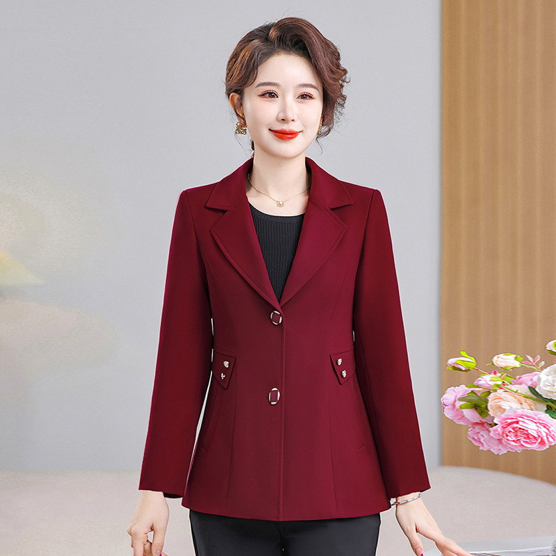 中年妈妈春秋装西服外套女时尚洋气中老年女装气质上衣休闲小西装|undefined