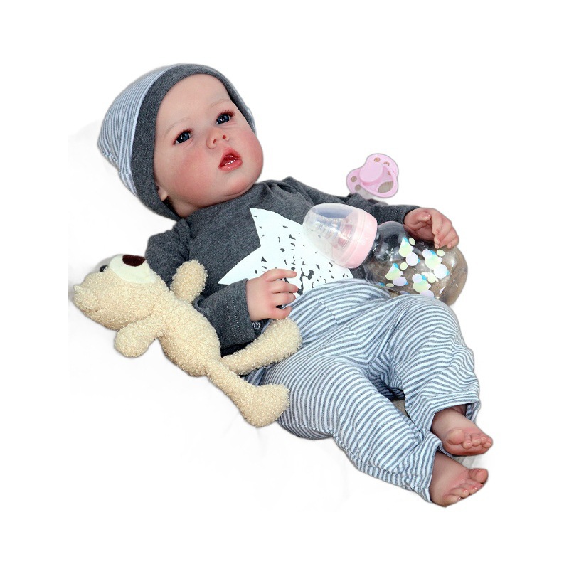 Muñeca renacida realista 55cm muñeca renacida pura hecha a mano todo el cuerpo suave Liam pintado renacido imitación de bebé
