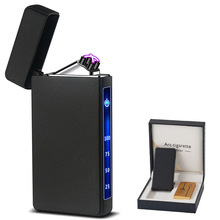 ?廠家直銷觸摸屏顯示電量電弧打火機雙電弧點煙器刻廣告抖音禮品