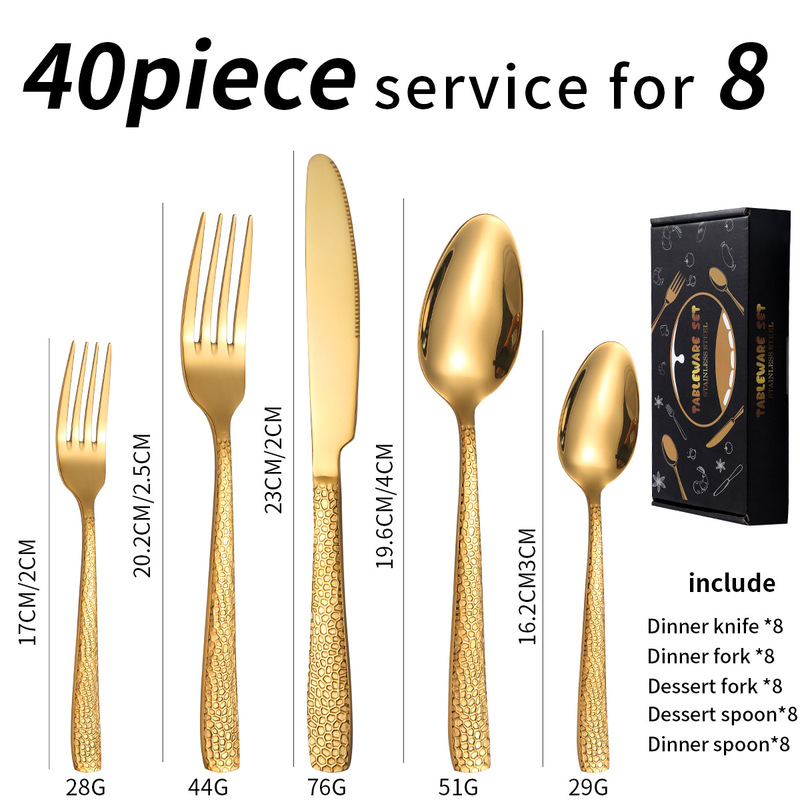 アマゾン角柄蛇紋ステンレス食器20/40点セットギフトボックスホテル西食器ステーキナイフフォークスプーン|undefined