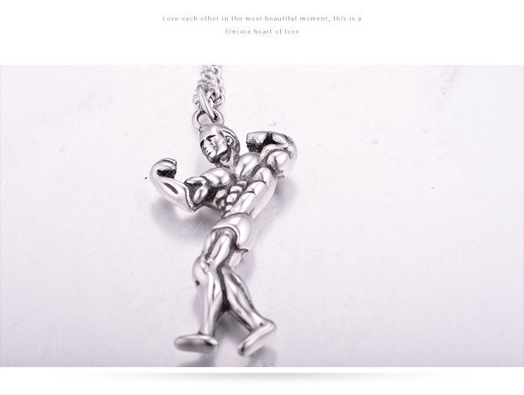 Bodybuilder Pendant Necklace Titanium Stainless Steel Unisex_voghion.com