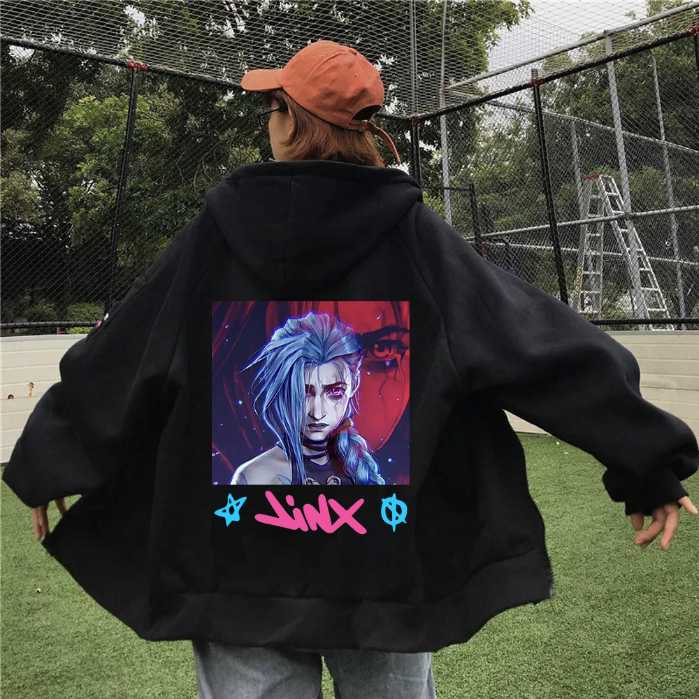 Anime Arcane-Jinx Zipper Hoodie Setwear Game Lover Sweatshir
