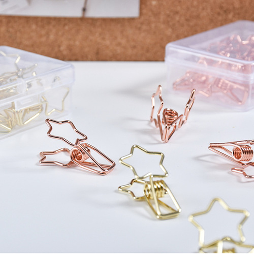 Long-tail clip metal creative fish tail clip five-pointed star electroplated document organizer photo clip swan tail clip invoice clip