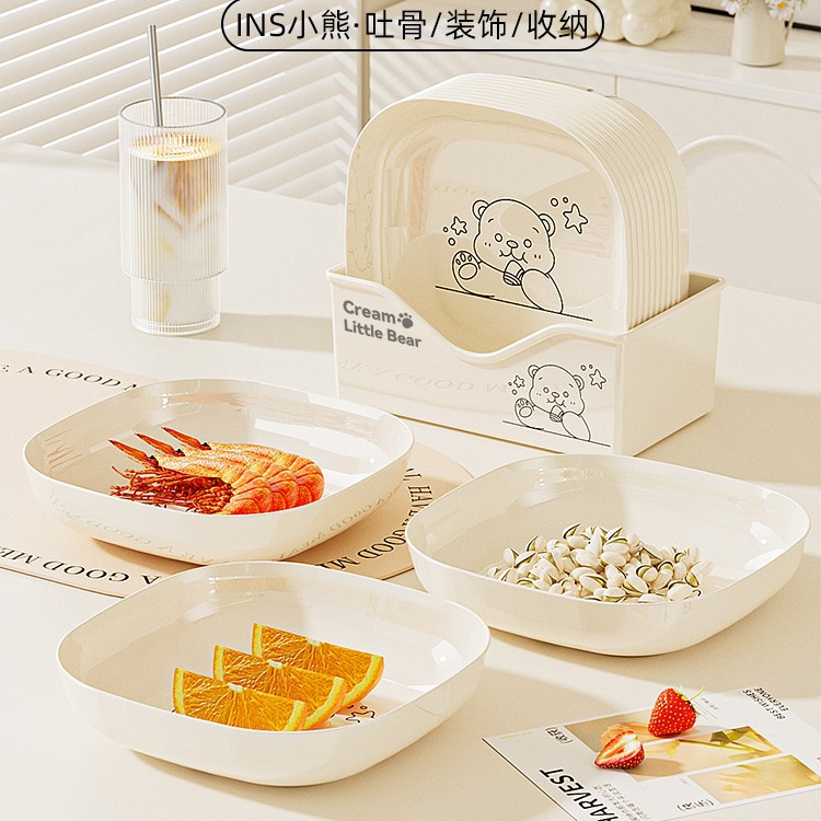 ✅ Thickened Dining Table Garbage Plate, Bone Plate, Household Bone Plate, Bone Plate, Creative Plastic Dish Plate, Small Plate with Bottom