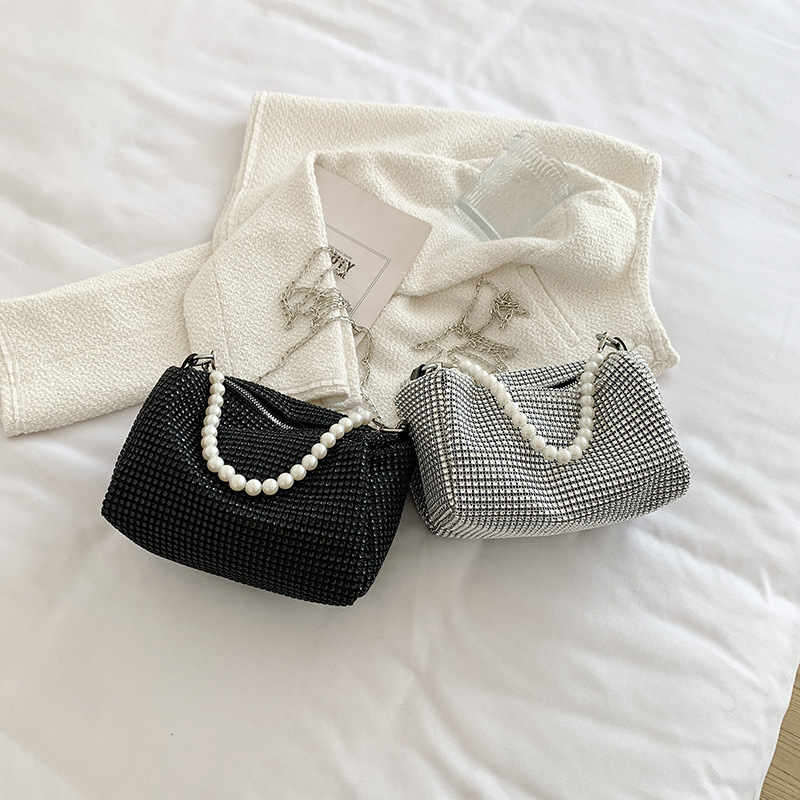 Underarm Bag for Women, European and American Fashion, Shiny Rhinestone, Small Chanel-Style Casual Bag, Chain Handbag, Shoulder Bag, Crossbody Bag, Commuter Cross-Border Underarm Bag for Women, European and American Fashion, Shiny Rhinestone, Small Chanel-Style Casual Bag, Chain Handbag, Shoulder Bag, Crossbody Bag, Commuter Cross-Border