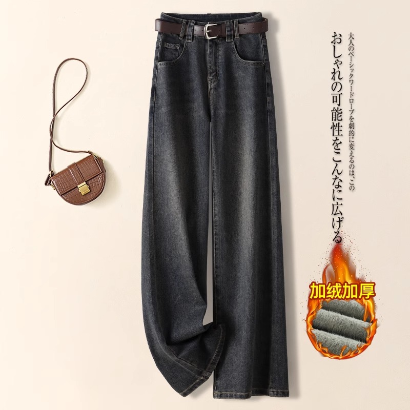 시멘트 그레이 - 바지 - 벨벳 - 프리 벨트