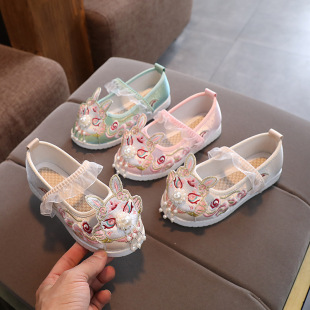 Girls' Hanfu Shoes Princess Children's Shoes Ancient Clothing New Style Horse-faced Skirt Antique Embroidered Shoes Chinese Antique Handmade Cloth Shoes