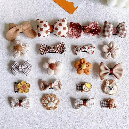 New milk coffee color baby hair clip, baby hair accessories, cute bow edge clip, small hair volume, light hair clip