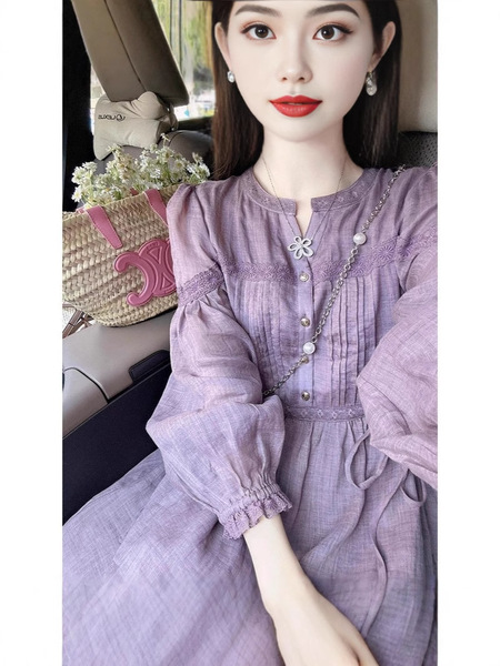 Purple autumn retro long-sleeve